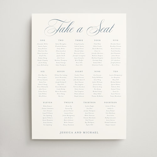 This is a dusty blue wedding signs with standard by Jennifer Postorino called empire printing on doublethick in 18x24