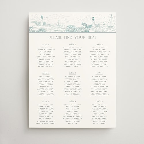 This is a seaglass wedding signs with standard by Jenna Holcomb called coastal toile printing on doublethick in 18x24