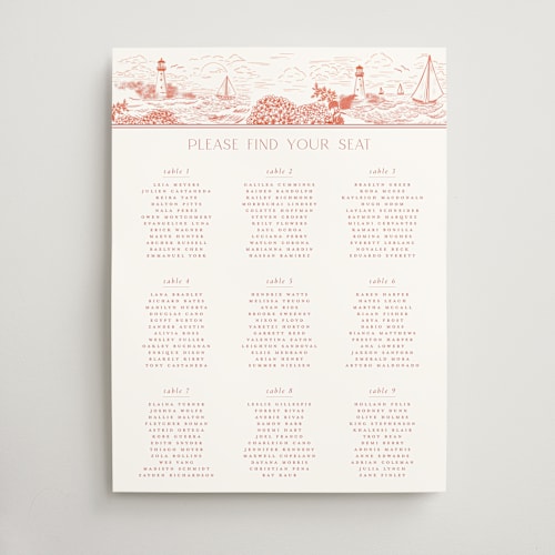 This is a sunset wedding signs with standard by Jenna Holcomb called coastal toile printing on doublethick in 18x24