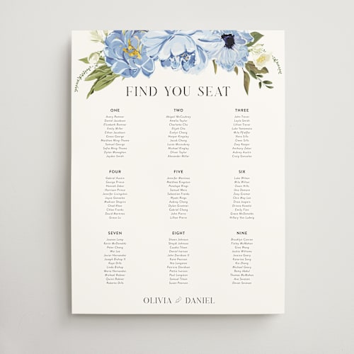 This is a azure wedding signs with standard by Susan Moyal called timeless blooms printing on doublethick in 18x24