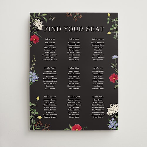 This is a onyx wedding signs with standard by Sarah Knight called wild meadow printing on doublethick in 18x24