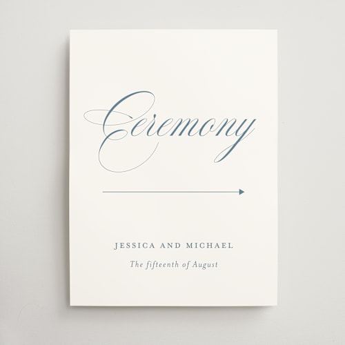 This is a dusty blue wedding signs with standard by Jennifer Postorino called empire printing on doublethick in 18x24
