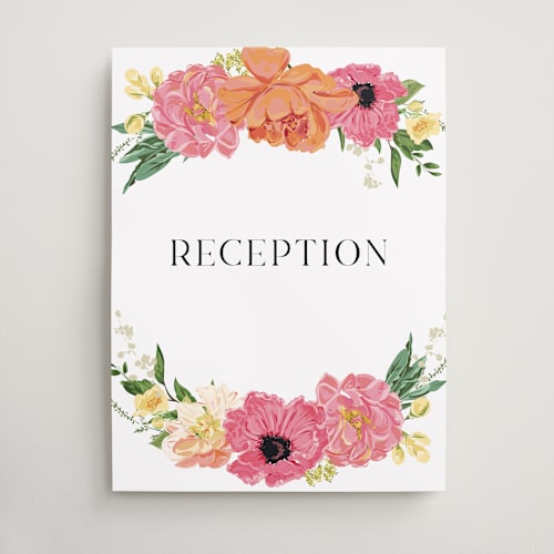This is a tropical wedding signs with standard by Susan Moyal called timeless blooms printing on doublethick in 18x24