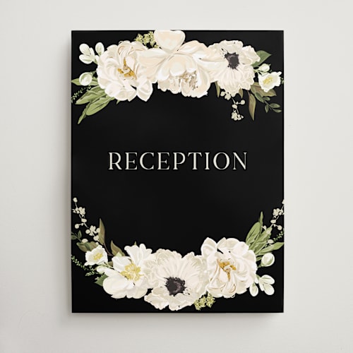 This is a tuxedo wedding signs with standard by Susan Moyal called timeless blooms printing on doublethick in 18x24