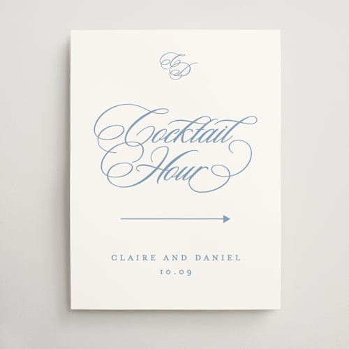 This is a sky wedding signs with standard by Creo Study called aristocratic printing on doublethick in 18x24