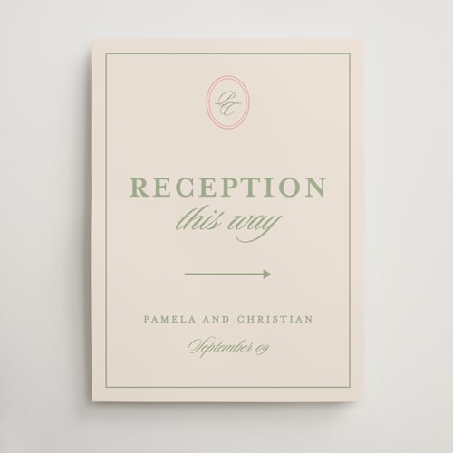 This is a peony wedding signs with standard by Creo Study called scripted printing on doublethick in 18x24