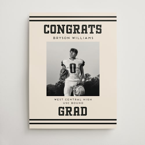 This is a ink graduation party decorations with standard by Louise Kay called team grad printing on doublethick in 18x24