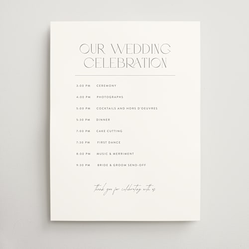 This is a porcelain wedding signs with standard by Eric Clegg called our wedding printing on doublethick in 18x24