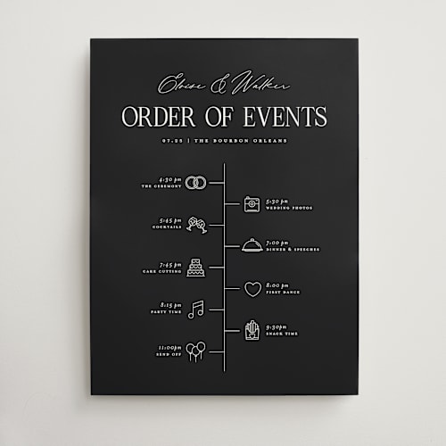 This is a onyx wedding signs with standard by Laura Hamm called iconic printing on doublethick in 18x24