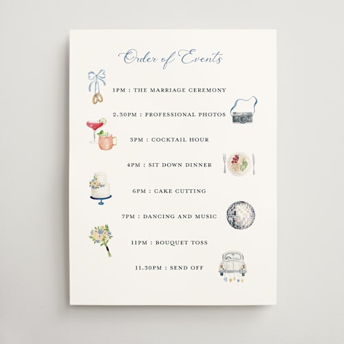 This is a classic wedding signs with standard by Sarah Knight called wedding icons printing on doublethick in 18x24