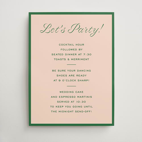 This is a peach wedding signs with standard by Megan Davis called cotillion printing on doublethick in 18x24
