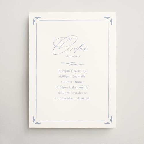 This is a pale cerulean wedding signs with standard by Sabrin Deirani called ocean dreams printing on doublethick in 18x24