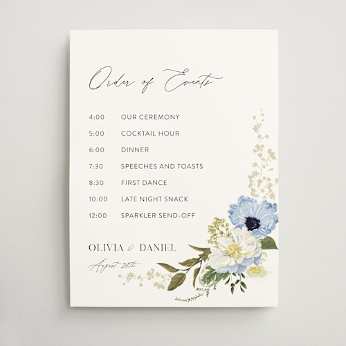 This is a azure wedding signs with standard by Susan Moyal called timeless blooms printing on doublethick in 18x24