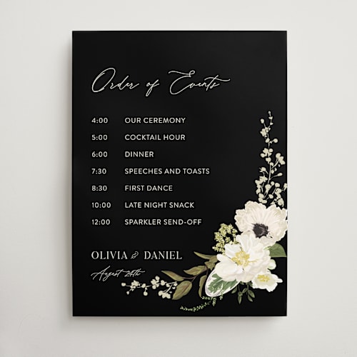 This is a tuxedo wedding signs with standard by Susan Moyal called timeless blooms printing on doublethick in 18x24