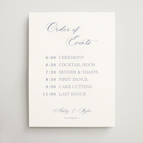 This is a dusty blue wedding signs with standard by Cass Loh called watercolor flowers crest printing on doublethick in 18x24