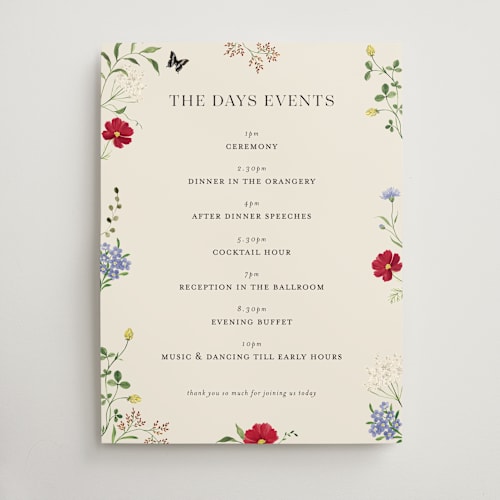 This is a elder flower wedding signs with standard by Sarah Knight called wild meadow printing on doublethick in 18x24