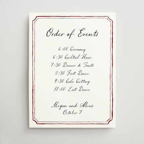 This is a wine wedding signs with standard by Cass Loh called handwritten printing on doublethick in 18x24