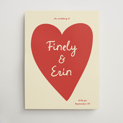 This is a cherry wedding signs with standard by Ani Somi called big heart wedding printing on premium sign board in 18x24