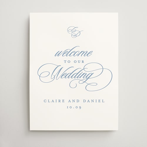 This is a sky wedding signs with standard by Creo Study called aristocratic printing on doublethick in 18x24