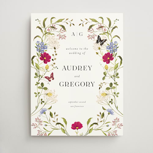 This is a lemonade wedding signs with standard by Sarah Knight called wild meadow printing on doublethick in 18x24
