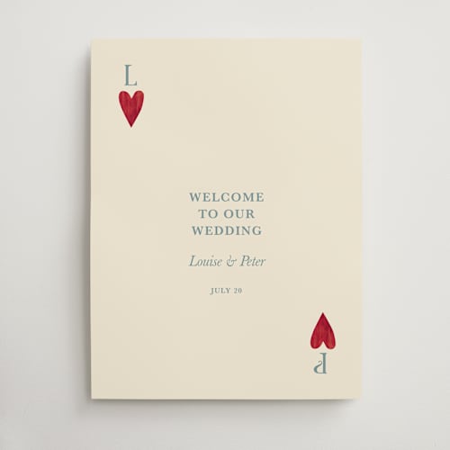 This is a dream wedding signs with standard by Helena Vitto called red hearts printing on doublethick in 18x24