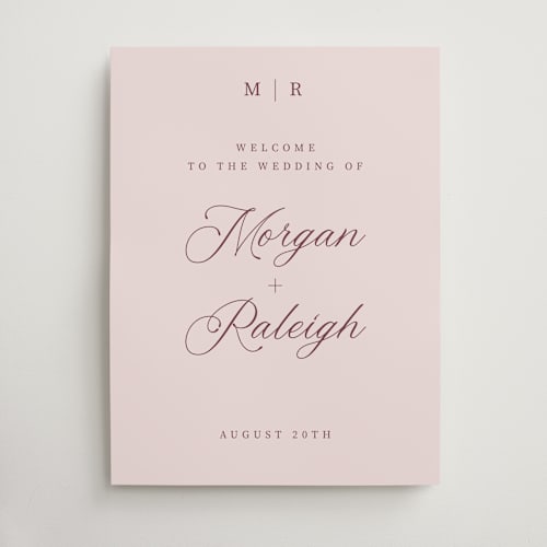 This is a blush bloom wedding signs with standard by Cass Loh called modern mix printing on doublethick in 18x24