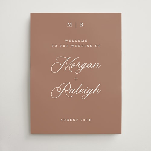 This is a mocha wedding signs with standard by Cass Loh called modern mix printing on doublethick in 18x24