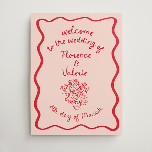 This is a honeymoon wedding signs with standard by Grae called playful printing on premium sign board in 18x24