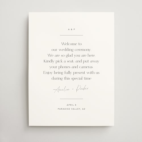 This is a cotton wedding signs with standard by Jennifer Postorino called written printing on doublethick in 18x24