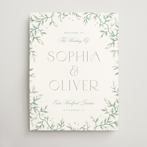 This is a sage wedding signs with standard by Kristen Smith called wisteria printing on doublethick in 18x24