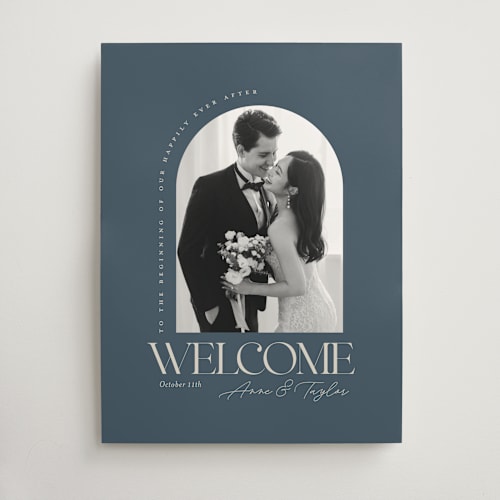 This is a deep sea wedding signs with standard by Laura Hamm called over it printing on premium sign board in 18x24