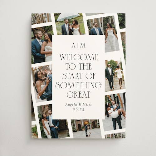 This is a silk wedding signs with standard by Laura Hamm called many printing on doublethick in 18x24