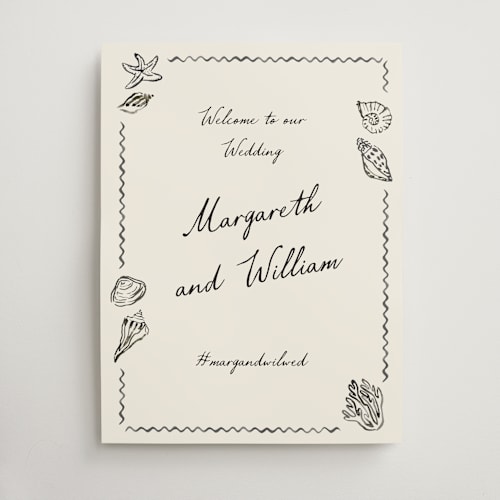 This is a rock wedding signs with standard by Pati Cascino called puglia printing on premium sign board in 18x24