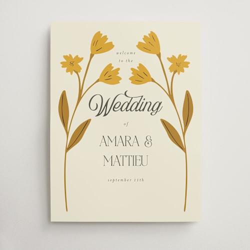 This is a yolk wedding signs with standard by Morgan Kendall called vintage wildflowers printing on doublethick in 18x24