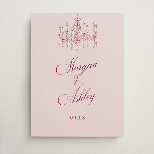 This is a burgundy wedding signs with standard by Cass Loh called ink drawing printing on doublethick in 18x24