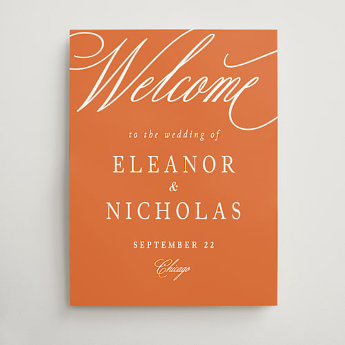 This is a sunset wedding signs with standard by Erin German called bold background printing on doublethick in 18x24