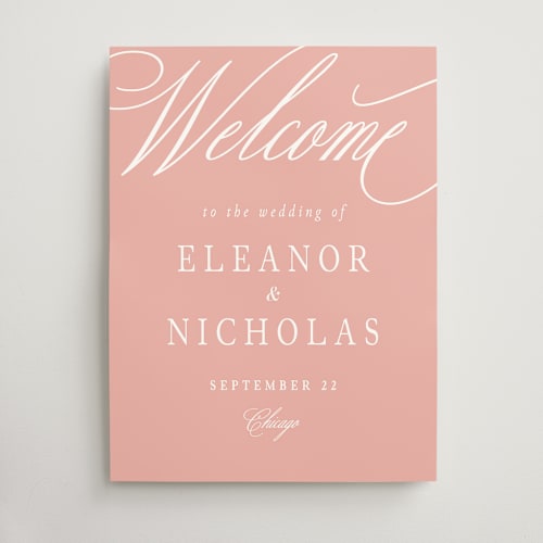 This is a flamingo wedding signs with standard by Erin German called bold background printing on doublethick in 18x24