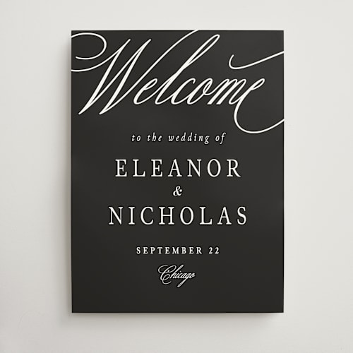 This is a night wedding signs with standard by Erin German called bold background printing on doublethick in 18x24
