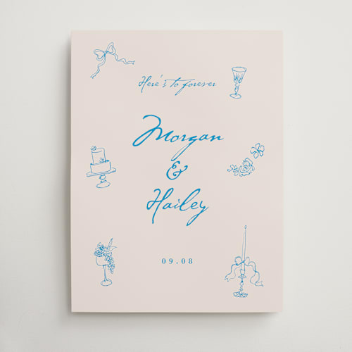 This is a sky whispers wedding signs with standard by Cass Loh called handdrawn little things printing on doublethick in 18x24
