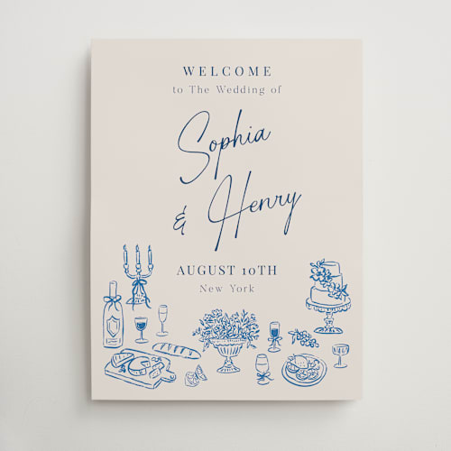 This is a blueberry wedding signs with standard by Elly called modern sketch printing on doublethick in 18x24
