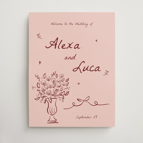 This is a valentine wedding signs with standard by Ani Somi called roses printing on doublethick in 18x24