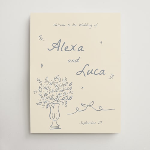 This is a glacier wedding signs with standard by Ani Somi called roses printing on doublethick in 18x24