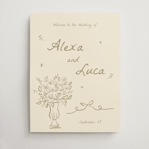 This is a champagne wedding signs with standard by Ani Somi called roses printing on doublethick in 18x24