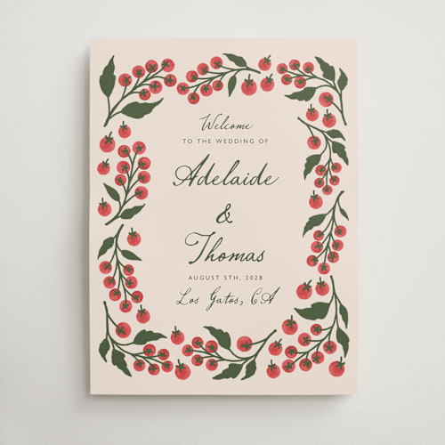 This is a tomato wedding signs with standard by Katharine Watson called cherry tomatoes printing on doublethick in 18x24