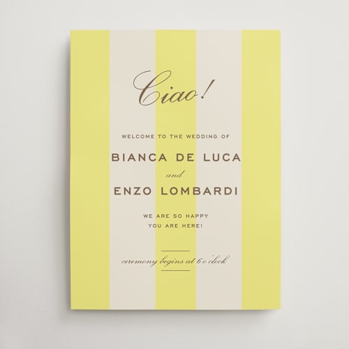 This is a limone wedding signs with standard by Megan Davis called campania printing on premium sign board in 18x24