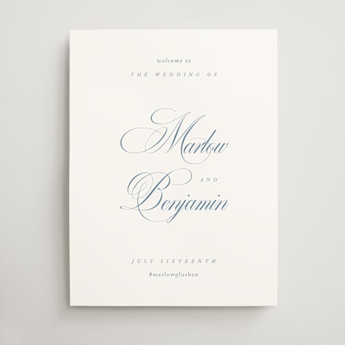 This is a ocean wedding signs with standard by Kelly Schmidt called chic script printing on doublethick in 18x24