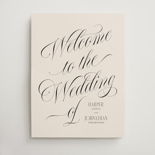 This is a linen wedding signs with standard by Kate Ahn called mirin printing on doublethick in 18x24