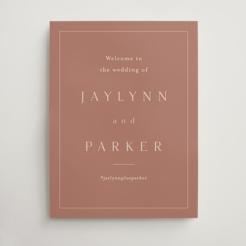 This is a dusty rose wedding signs with standard by Stacey Meacham called warm affection printing on doublethick in 18x24