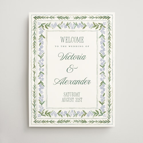 This is a wisteria wedding signs with standard by Jenna Holcomb called vintage sketched printing on premium sign board in 18x24