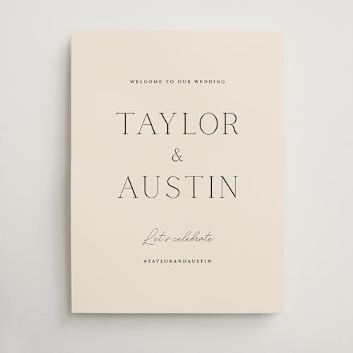 This is a linen wedding signs with standard by Vanessa Doyle called in love printing on doublethick in 18x24